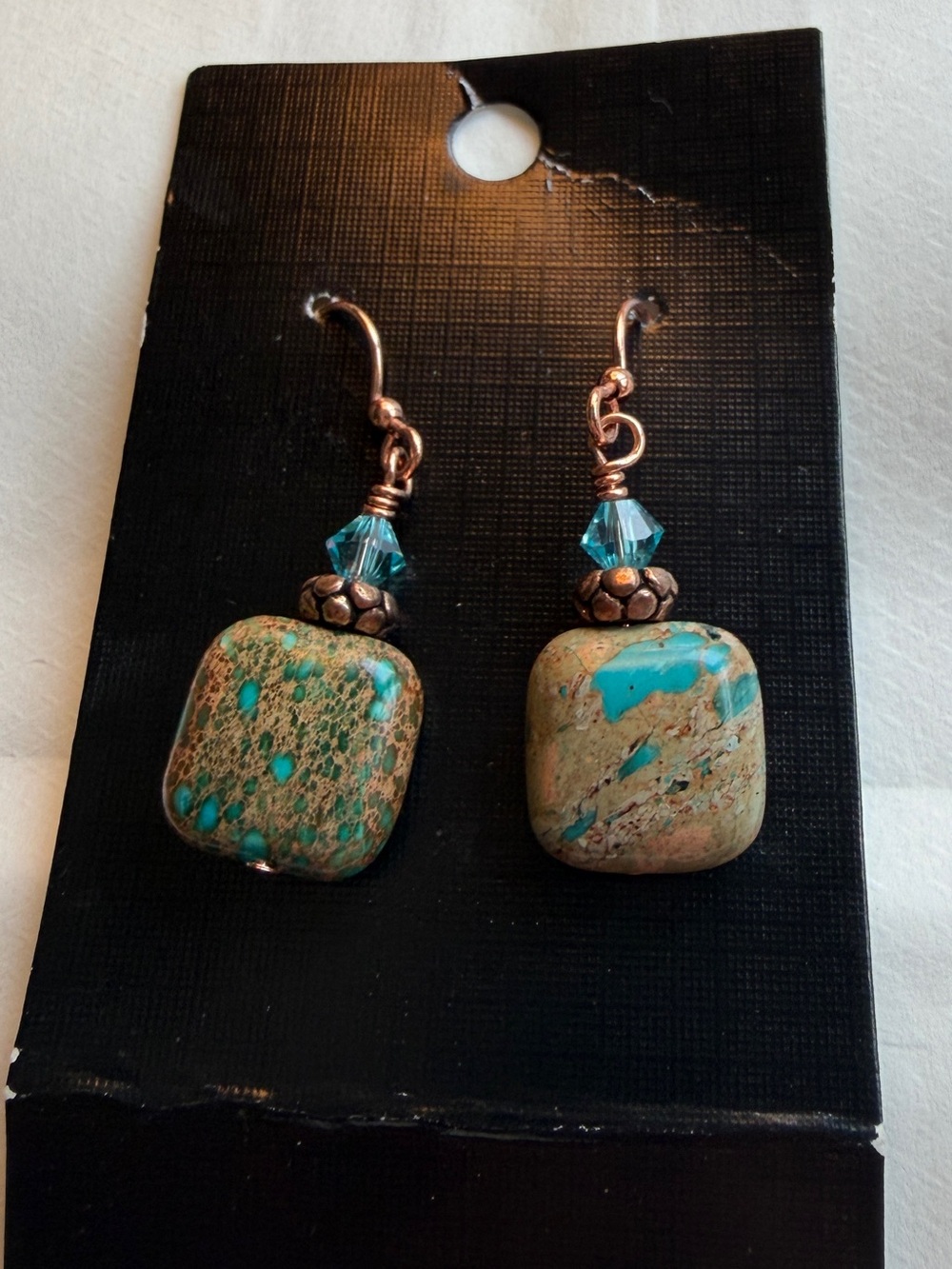 Swarovski Turquoise and Copper Bead Drop Earrings